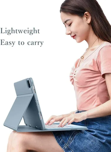 Miniatura 7 de Funda de teclado para Galaxy Tab A8 de 10.5 pulgadas, modelo 2022 SM-X200/X205/X207, teclado táctil, teclado Bluetooth, linda llave redonda, teclado