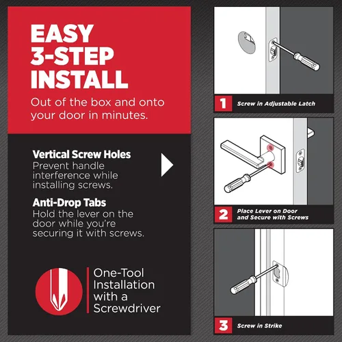 Miniatura 3 de Kwikset Tustin - Manija de puerta de entrada con cerradura y llave, palanca exterior reversible con cerradura segura, para entrada principal