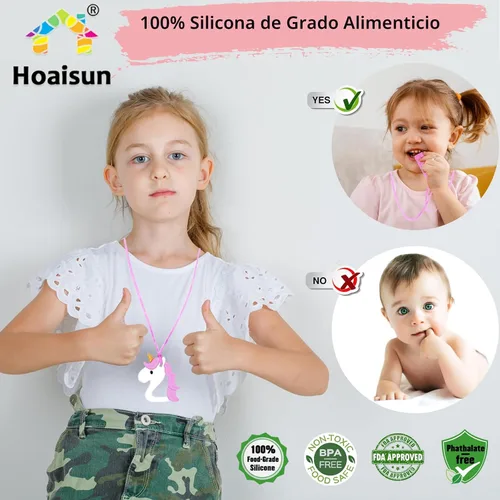 Miniatura 2 de Collares masticables para niñas sensoriales, collar masticable, juguetes sensoriales para niños con autismo, TDAH, SPD, masticación, dentición o Rosa