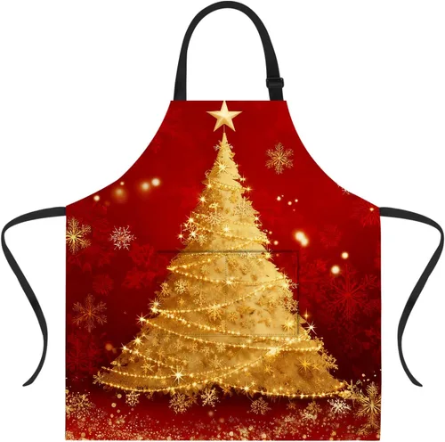 Miniatura 52 de ANNA QUEEN Delantal de Feliz Navidad para mujeres y hombres con bolsillos, delantal de muñeco de nieve, delantal de cocina ajustable para cocinero