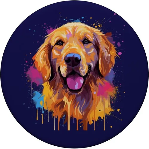 Miniatura 3 de Golden Retriever - Retrato artístico para mascotas, diseño de perro Goldie, mamá, PopSockets intercambiables