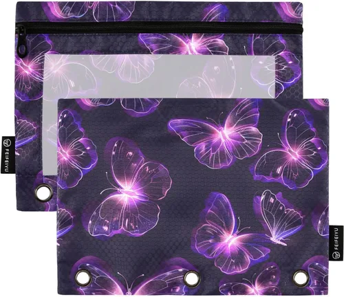 Miniatura 57 de Estuche para lápices de fútbol de fútbol en campo para carpeta de 3 anillas, paquete de 2 bolsas impermeables para lápices, estuche transparente