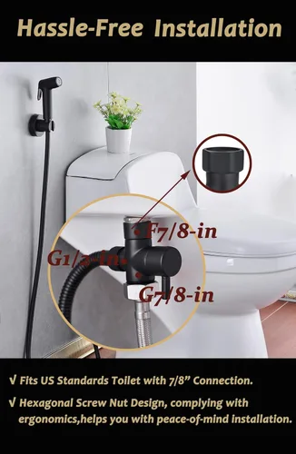 Miniatura 7 de Pulverizador de bidé de mano para inodoro, accesorio de bidé de ducha musulmana para inodoro, rociador de inodoro de pañal de tela, rociador de Negro