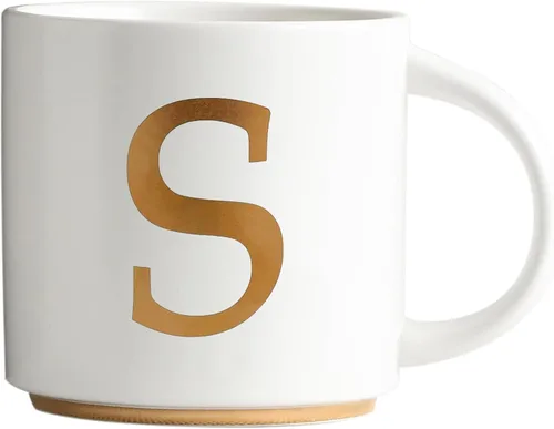 Miniatura 21 de COLLECTIVE HOME - Tazas de cerámica con monograma, tazas de café con inicial dorada de 15 onzas, elegantes tazas de té del alfabeto, elegante taza p