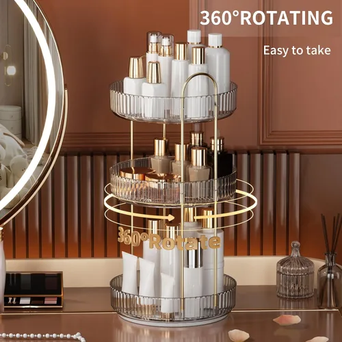 Miniatura 2 de YCIA&DONE Organizador de maquillaje giratorio de 360 grados y almacenamiento para encimera de tocador de 1 nivel, organizadores de cosméticos
