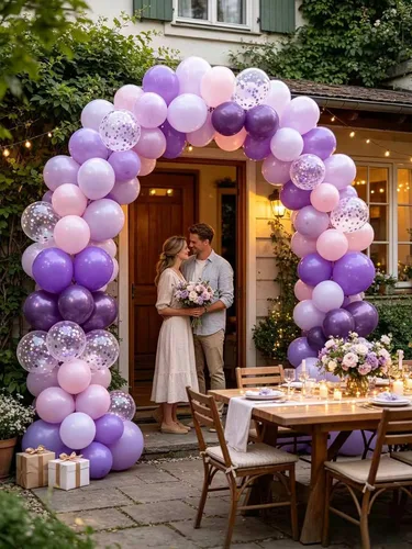 Miniatura 9 de Globos morados, 60 globos de látex de color morado claro y perla metálica, globos de confeti para cumpleaños, baby shower, despedida de soltera