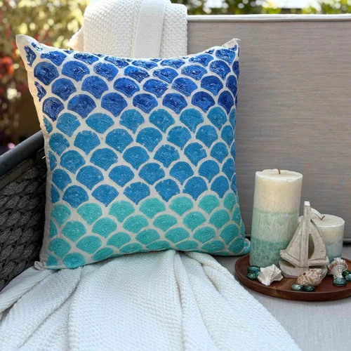 Miniatura 3 de The HomeCentric Funda de almohada personalizada, fundas de almohada decorativas, 14 x 14 pulgadas (13.8 x 13.8 in), color azul, fundas de almohada