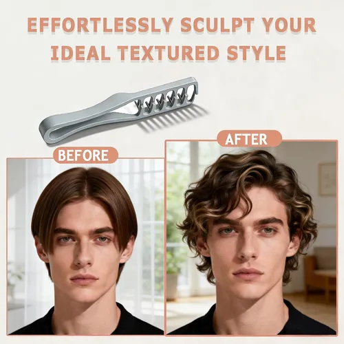 Miniatura 3 de 2 peines de textura para hombre, peine de pelo de dientes anchos voluminosos para hombre, textura esponjosa, herramienta de volumen de raíces