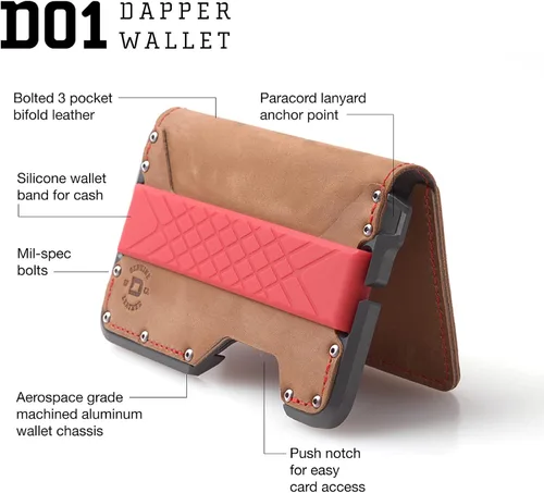 Miniatura 3 de Dango D01 Dapper EDC Wallet - Hecho en Estados Unidos - Cuero genuino aluminio CNC y bloqueo RFID