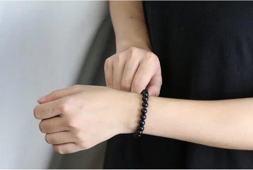 Miniatura 5 de Ouubuuy Pulsera elástica de cuentas de piedra natural de 0.315in para hombres y mujeres, pulseras de cuentas de piedras preciosas de cristal curativo
