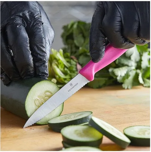 Miniatura 7 de Victorinox 6.7706.L119 Cuchillo de pelar clásico suizo para cortar y preparar frutas y verduras de hoja recta en naranja 3.9 pulgadas