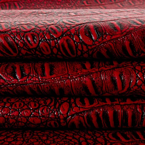 Miniatura 4 de Piel sintética Gator rojo/negro, tela por yarda