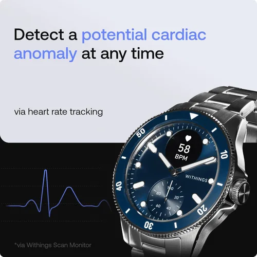 Miniatura 3 de WITHINGS Scanwatch Nova - Reloj inteligente híbrido de salud cardíaca para hombres y mujeres, SPO2, monitoreo de temperatura, sueño, salud Azul