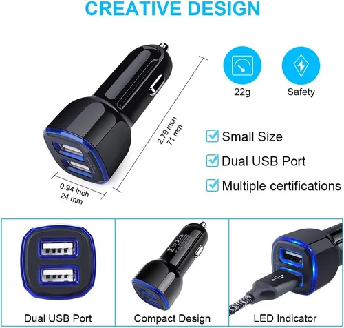 Miniatura 2 de Adaptador de cargador de coche para Samsung Galaxy A17 A16 A15 5G A14 A13 A36 A56 A55 A54 A53 A20 A21 A10E A01 A50 A11 A9 A51 A71 A32 S26 S25 S24 S