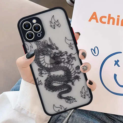 Miniatura 2 de Funda compatible con iPhone 15 Pro, diseño moderno de dragón 3D con diseño de animal de dragón esmerilado, parte trasera de policarbonato duro