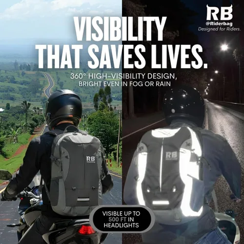 Miniatura 8 de Mochila reflectante para motocicleta – Bolsa EDC de alta visibilidad para motociclistas, desplazamiento nocturno, viaje, equipaje con compartimento