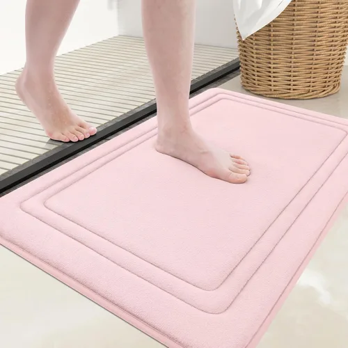 Miniatura 75 de Grandaily Alfombra de baño de espuma viscoelástica de 24 x 16 pulgadas, ultrasuave, antideslizante y absorbente, lavable a máquina, cómoda alfombra