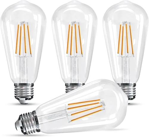 Miniatura 46 de Jensense Bombillas LED Edison E26, 60 vatios equivalentes, bombillas regulables, 2300 K, luz blanca cálida (cristal ámbar), estilo vintage