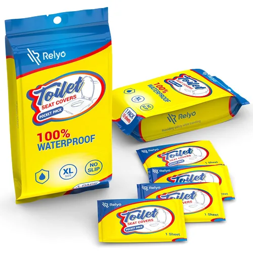 Miniatura 8 de Relyo Paquete de 20 fundas desechables XL para asiento de inodoro, impermeables, con pestañas adhesivas para adultos, niños y niños, viajes, baños
