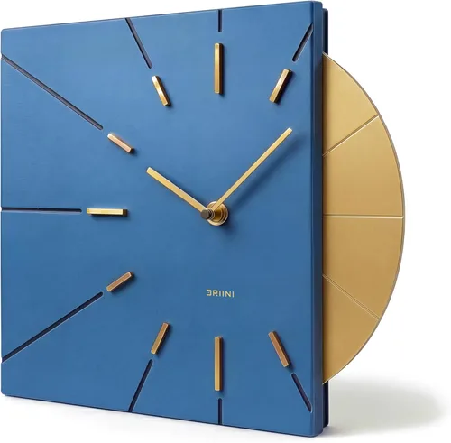 Miniatura 9 de Relojes Driini Reloj de pared moderno de mediados de siglo - Reloj cuadrado negro con acento dorado decorativo - Reloj único y genial, funciona