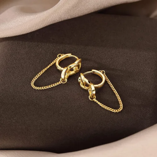 Miniatura 5 de SLUYNZ Aretes de aro de cadena de plata de ley para mujeres, adolescentes, aretes de aro minimalistas con borla