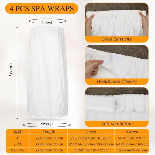 Miniatura 42 de 4 toallas envolventes para mujer, bata de spa con cierre ajustable, parte superior elástica, envoltura ligera para baño y ducha