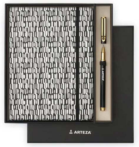 Miniatura 9 de ARTEZA Juego de regalo de diario, 6 x 8 pulgadas, cuaderno de 96 hojas con papel rayado de doble cara y 1 bolígrafo de tinta negra, diseño en blanco