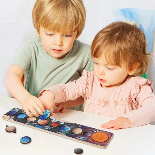Miniatura 7 de Zeoddler Juguetes del sistema solar para niños de 3 a 6 años, rompecabezas espacial de madera, planetas para niños, actividades de aprendizaje