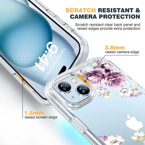 Miniatura 452 de Diaclara Funda diseñada para iPhone 16, mejorada [protección completa de la cámara], carcasa resistente de cuerpo completo con protector de pantalla