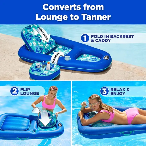 Miniatura 3 de Aqua Campania Ultimate 2-in-1 Pool Float Lounge – Extra Large – Inflatable Pool Floats for Adults with Adjustable Backrest & Cupholder Caddy