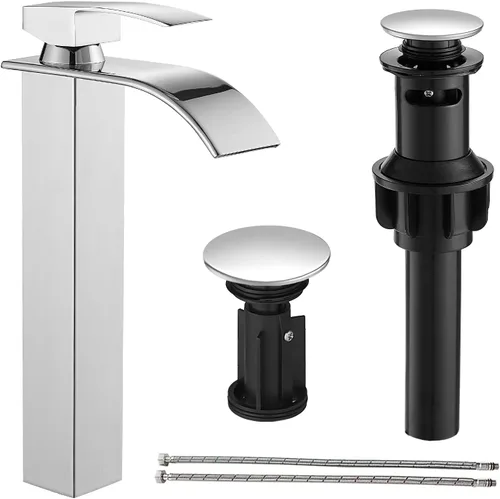 Miniatura 15 de Hoimpro Grifo de Baño en Cascada con Líneas de Suministro cUPC, Grifo de Lavabo de Baño de Una Sola Manija, Grifo de Tocador Vessel para RV