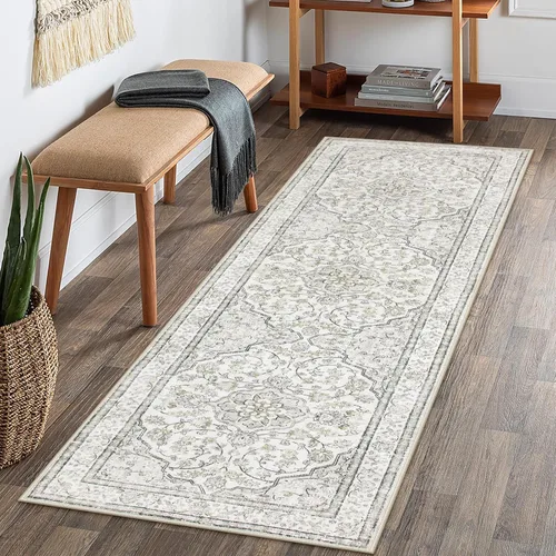 Alfombra de pasillo oriental para baño Lahome, alfombra lavable de 2 x 6 pulgadas color beige para cocina, alfombra antideslizante para pasillo,