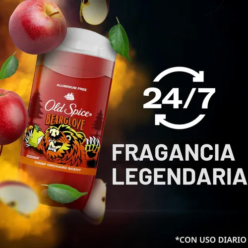 Miniatura 6 de Old Spice Desodorante sin aluminio para hombres, protección contra olores 24/7, frescura 24/7 y aroma duradero, se aplica transparente, Bearglove