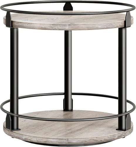 Miniatura 10 de YATINEY Lazy Susan SR22BR - Organizador giratorio para especias, organizador de platos giratorios de 2 niveles, soporte industrial para especias