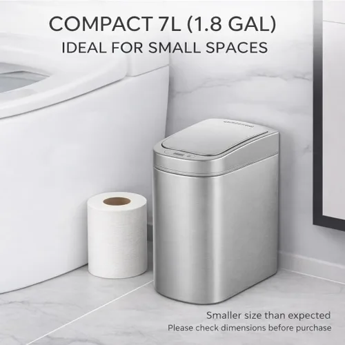 Miniatura 3 de Ninestars Cubo de basura automático con sensor de movimiento para baño, 1.8 galones, apertura inteligente, para baño, dormitorio, cocina, oficina