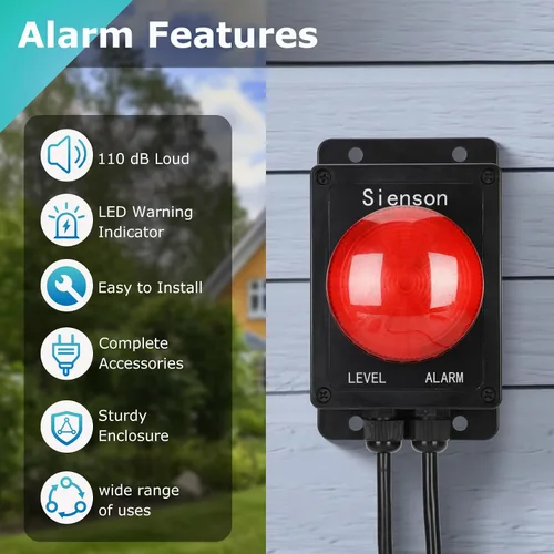 Miniatura 4 de Alarma de bomba de sumidero, alarma de agua para bomba de sumidero con alarma fuerte de 110 dB e indicador LED, sistema de alarma de sumidero