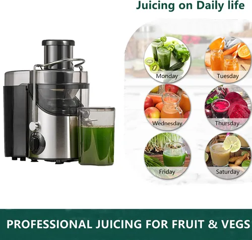 Miniatura 7 de Extractor de exprimidores de 400 W, centrífugo de jugo de canal de alimentación de 3 pulgadas para frutas y verduras enteras, sin BPA, máquina