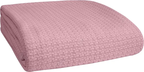 Miniatura 16 de Belizzi Home - Manta para cama 100% algodón, transpirable, tamaño individual, cobija térmica de algodón, perfecta para cubrir cualquier cama en Rosa