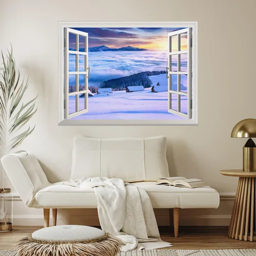 Miniatura 4 de wall26 - Mural de pared con adhesivo removible, decoración para el hogar Paisaje de nieve en montaña
