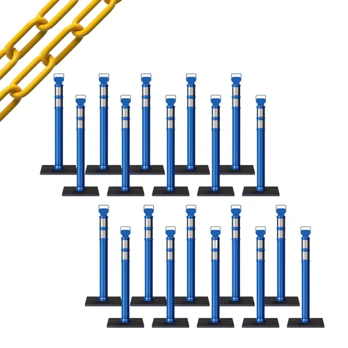 Miniatura 42 de Trafford Industrial - Juego de 20 postes de delineador de 45 pulgadas, collares reflectantes de 3 pulgadas, base de goma de 10 libras