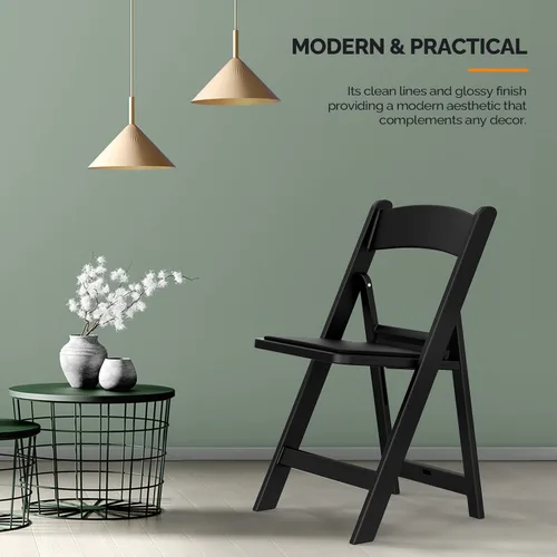 Miniatura 5 de VINGLI Sillas plegables de resina con cojín, silla plegable de plástico con cómodos asientos acolchados, perfectas para fiestas y eventos en Negro