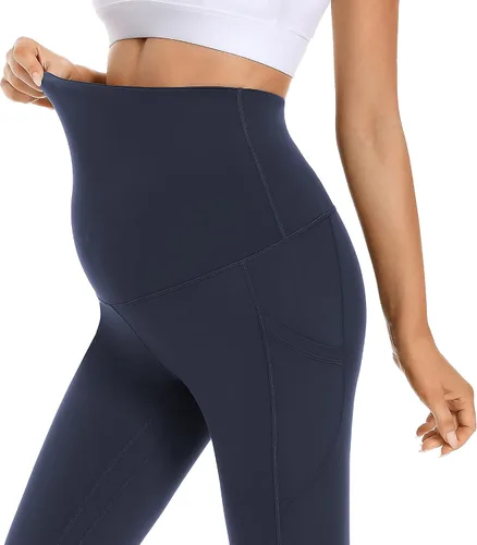 Miniatura 2 de Foucome Leggings de maternidad para mujer con bolsillos sobre el vientre, leggings de entrenamiento para yoga, pantalones de trabajo activos
