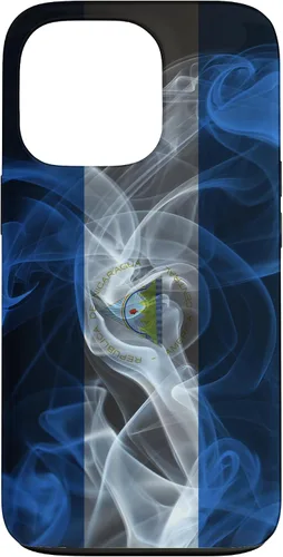 Miniatura 10 de iPhone 13 Pro Max Smoky Nicaragua Flag - Funda de orgullo nicaragüense estilo humo