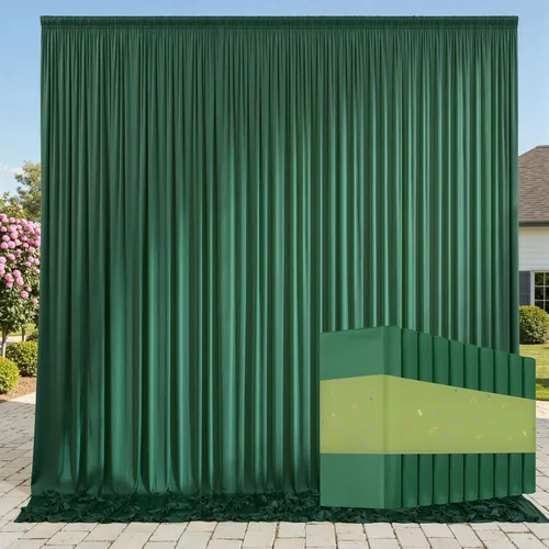 Miniatura 12 de Cortinas de telón de fondo granate de 10 pies x 10 pies sin arrugas para fiestas, 2 paneles de cortinas de telón de fondo de poliéster sedoso