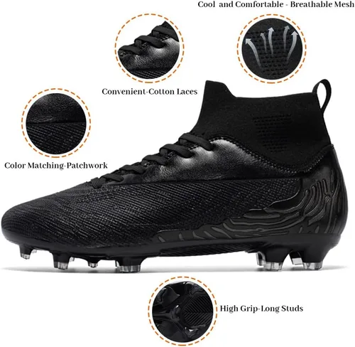 Miniatura 2 de Botas de fútbol para hombre, botas de fútbol para niños, transpirables, absorben los golpes, multiterreno, competición, entrenamiento, fútbol sala
