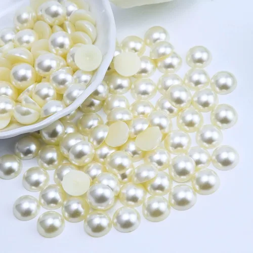 Miniatura 57 de 1500 PIEZAS 4mm Perlas Blancas de Media Parte Plana para Manualidades Joyería Álbum de Recortes Decoración de Uñas, Perlas de Parte Plana para Blanco