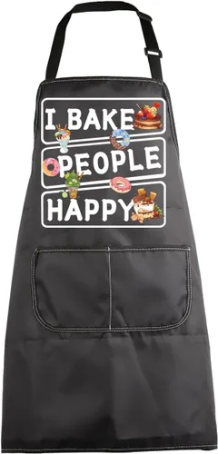 Miniatura 8 de MBMSO Delantal para hornear, regalos divertidos para panaderos, amantes de la cocina, delantal de cocina I Bake People Happy Delantal para hornear