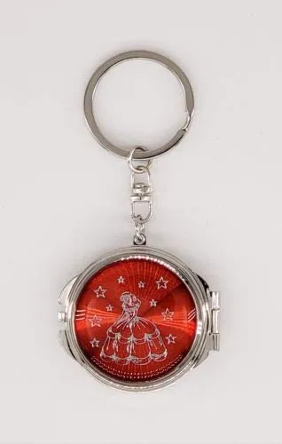 12 llaveros de espejo compacto rojo de quinceañera, recuerdos de dulces 15 princesas, recuerdos de fiesta