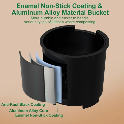 Miniatura 8 de 3L Compostador Eléctrico para Cocina, Contenedor de Compostaje de Encimera, Modelo Inteligente de Un Toque, Manejo de Residuos de Cocina, con Triple