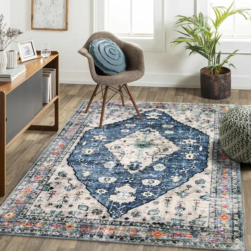 Miniatura 69 de Lahome Alfombra tribal bohemia de 2 x 3 pies, alfombra verde pequeña para entrada, suave, antideslizante, lavable, alfombra de baño bohemia de pelo